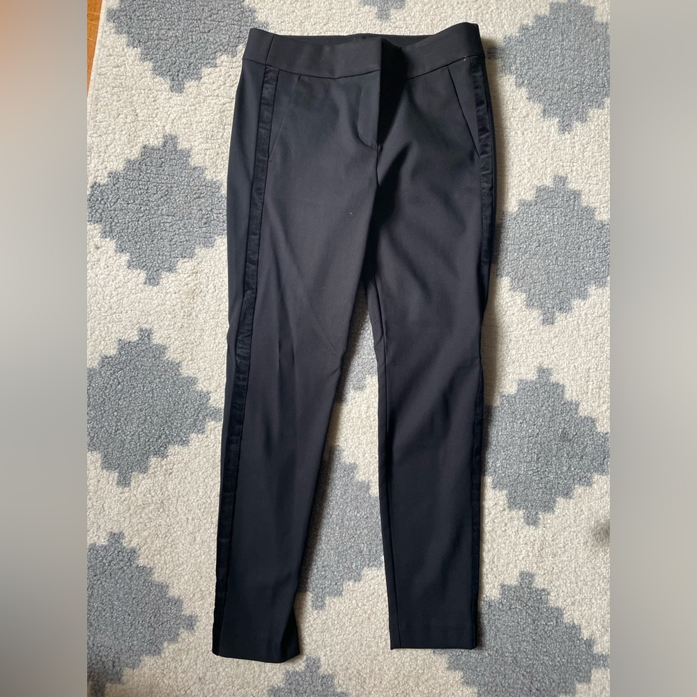 LOFT Marisa Pants - Black with Velvet Side Stripe - Size 4